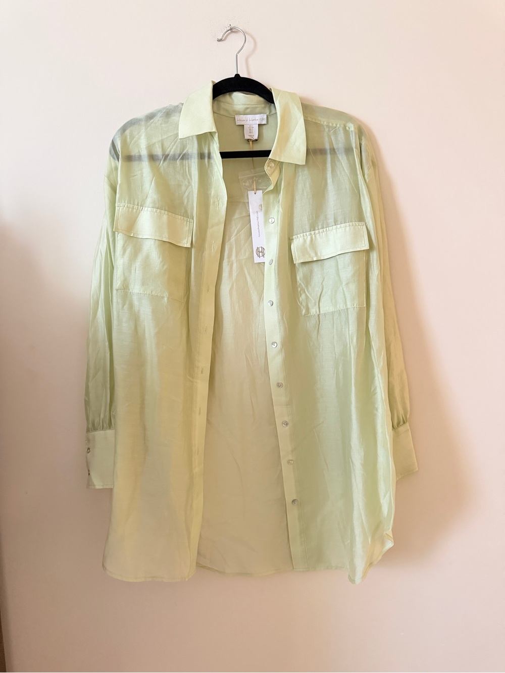 NWT House of Harlow 1960 Light Green Shiny Women’s Tunic Resortwear